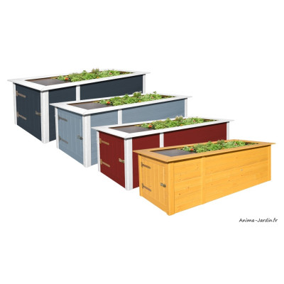 Jardinière surélevée en bois, 205 cm, avec rangement, achat, pas cher