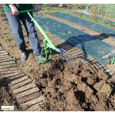 Fourche/bêche automatique, sans efforts, retourne la terre, confort pour le dos, achat 