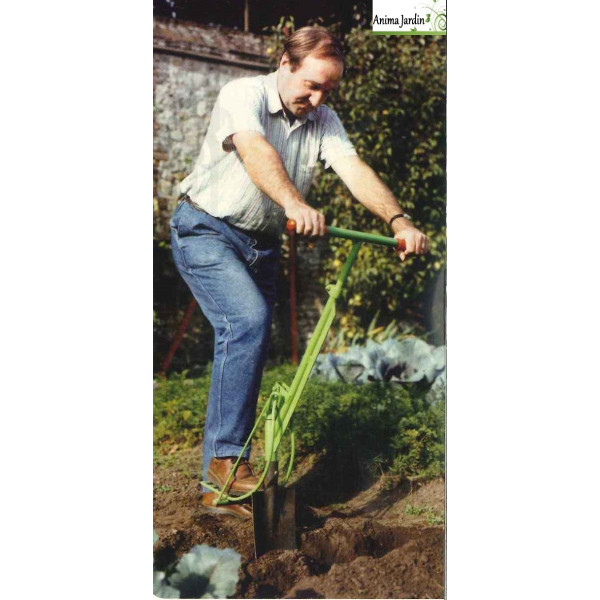 bêche automatique, sans efforts, retourne la terre, confort pour le dos, achat