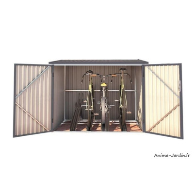 Coffre en métal, rangement vélos, 3,48 m², avec rails, achat, pas cher