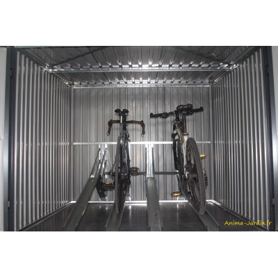 Coffre en métal, rangement vélos, 3,48 m², avec rails, achat, pas cher