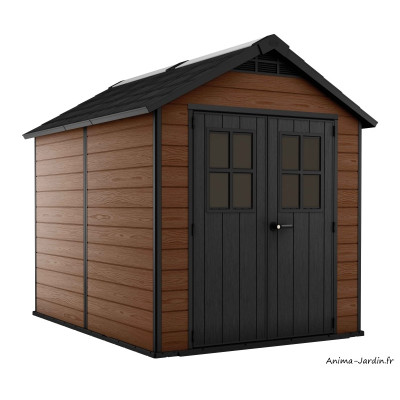 Abri en résine, Woodium 759, 5,7 m², aspect bois, abri de jardin, achat, pas cher