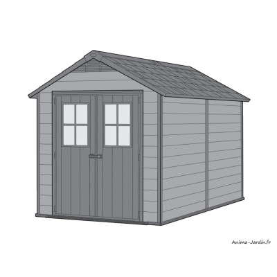 Abri en résine, Woodium 759, 5,7 m², aspect bois, abri de jardin, achat, pas cher