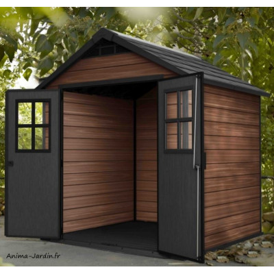 Abri en résine, Woodium 757, 4,04 m², aspect bois, abri de jardin, achat, pas cher