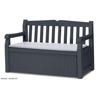 Coffre-banc en résine, Bogota, 265L, anthracite, coffre de jardin, banc, achat, pas cher