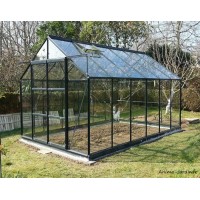 Serre de jardin en aluminium laqué, anthracite, 7,56 m², verre trempé, avec base, achat, pas cher