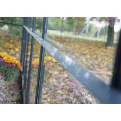 Serre de jardin en aluminium laqué, anthracite, 7,56 m², verre trempé, avec base, achat, pas cher