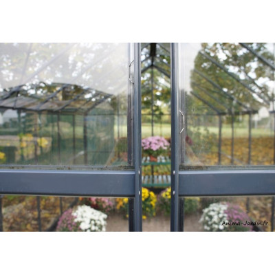 Serre de jardin en aluminium laqué, anthracite, 7,56 m², verre trempé, avec base, achat, pas cher
