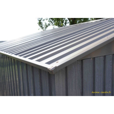 Petit abri de jardin en métal, 2,12 m², aspect bois vieilli, gris, rangement extérieur, achat, pas cher