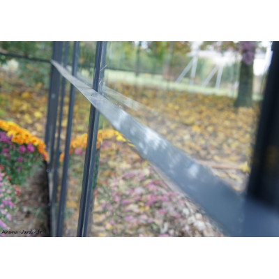 Serre de jardin en aluminium laqué, 128, gris, 8,88 m², verre trempé, avec base, achat, pas cher