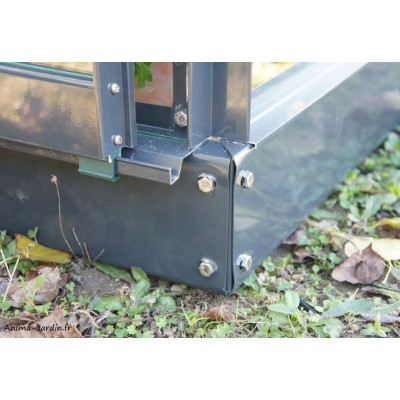 Serre de jardin en aluminium laqué, 128, gris, 8,88 m², verre trempé, avec base, achat, pas cher