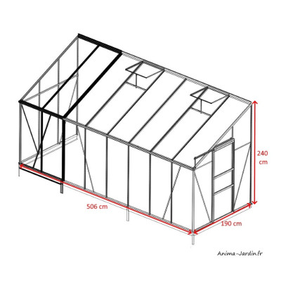 Serre de jardin en aluminium laqué, Solarium, 9,6 m², anthracite, verre trempé, avec base, achat, pas cher
