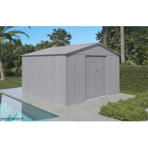 Abri de jardin en métal, 9,05 m², aspect bois vieilli, gris, rangement extérieur, achat, pas cher