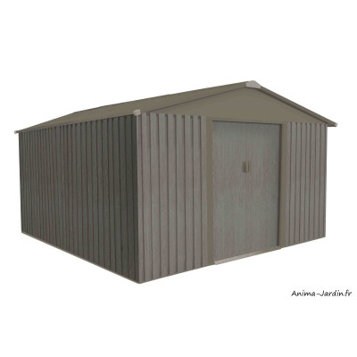 Abri de jardin en métal, 9,05 m², aspect bois vieilli, gris, rangement extérieur, achat, pas cher