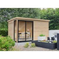 Abri de jardin en bois avec baies vitrées, Faro, 28 mm, 12 m², toit plat, Solid, achat, pas cher