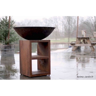 Braséro, Piatto medium Corten, ø 84 cm, aspect rouillé naturel, Quoco, braséro 3 en 1, plancha, barbecue, Fargau, achat