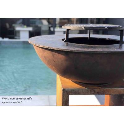 Braséro, Piatto medium Corten, ø 84 cm, aspect rouillé naturel, Quoco, braséro 3 en 1, plancha, barbecue, Fargau, achat