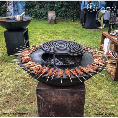 Braséro, Piatto medium Corten, ø 84 cm, aspect rouillé naturel, Quoco, braséro 3 en 1, plancha, barbecue, Fargau, achat