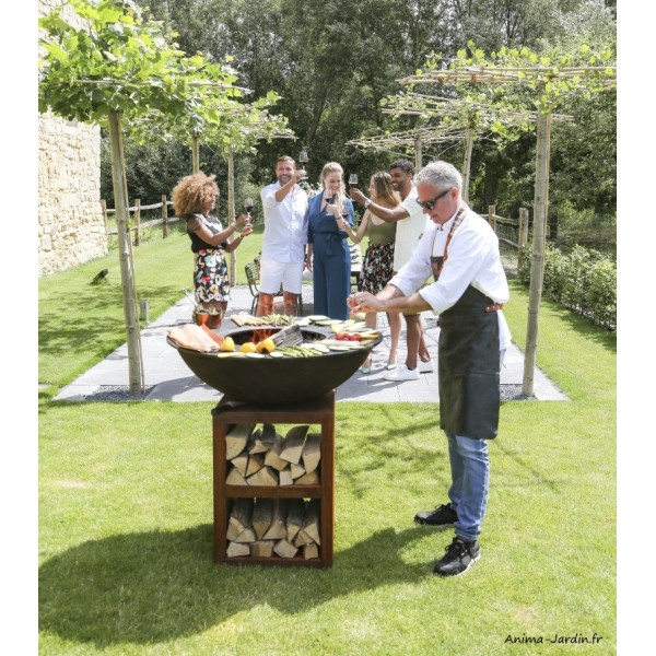 Braséro en acier corten 3 en 1, Piatto large, Ø.94 cm, Quoco