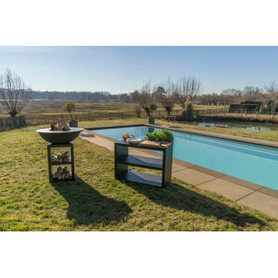 Braséro, Piatto large Black, ø 94 cm, Quoco, acier peint, plancha, barbecue, braséro 3 en 1, Fargau, achat, pas cher