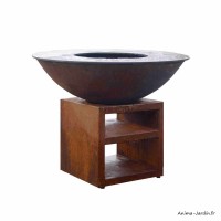 Braséro, Piatto XL Corten, ø 130 cm, aspect rouillé naturel, Quoco, plancha, barbecue, braséro 3 en 1, Fargau, achat