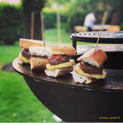 Braséro, Piatto XL Black, ø 130 cm, Quoco, acier peint, braséro 3 en 1, plancha, barbecue, Fargau, achat, pas cher