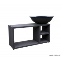 Braséro, Tavolo large noir, ø 94 cm, acier, avec meuble, Piatto, Quoco, braséro 3 en 1, Fargau, achat