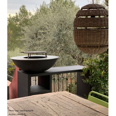 Braséro, Tavolo large noir, ø 94 cm, acier, avec meuble, Piatto, Quoco, braséro 3 en 1, Fargau, achat