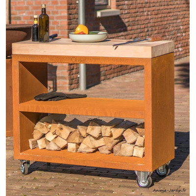 Plan de travail, Billot Pro, meuble pro avec roulettes, Corten, 150 cm, surface de préparation, Quoco, Fargau, achat