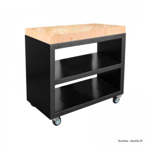 Plan de travail, Billot Pro, meuble pro avec roulettes, Noir, 150 cm, surface de préparation, Quoco, Fargau, achat