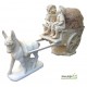 Statue en pierre reconstituée, calèche aux enfants, âne, achat/vente, décoration de jardin