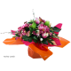 Bouquet Bulle Tulipe, Gerbera & Delphinium, H.34 cm, composition de fleurs, toussaint, rameaux, tergal, achat, pas cher