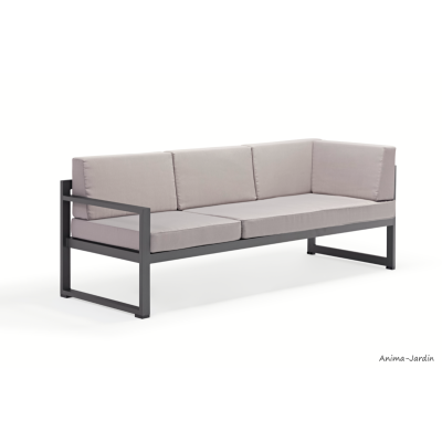 Salon de jardin en aluminium, gris, Relax, canapé d'angle, canapé modulable, achat, pas cher