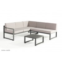 Salon de jardin en aluminium, gris, Relax, canapé d'angle, canapé modulable, achat, pas cher
