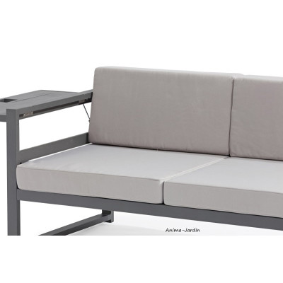 Salon de jardin en aluminium, gris, Sun, salon d'extérieur, canapé, fauteuil, achat, pas cher