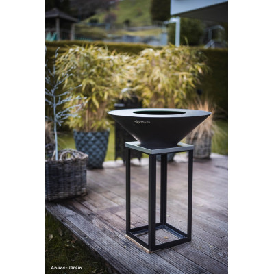Barbecue 2 en 1, Fyro Noir, ø 100 cm, inox, barbecue, plancha, BGS, achat, pas cher