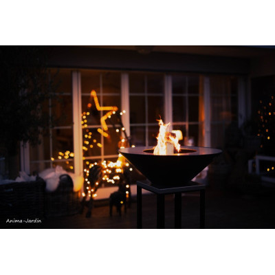 Barbecue 2 en 1, Fyro Noir, ø 100 cm, inox, barbecue, plancha, BGS, achat, pas cher