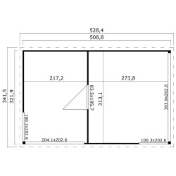 Abri de jardin en bois, 15 m², 44 mm, DOMEO 3 Plus, deux pièces, baie vitrée, épicéa, achat