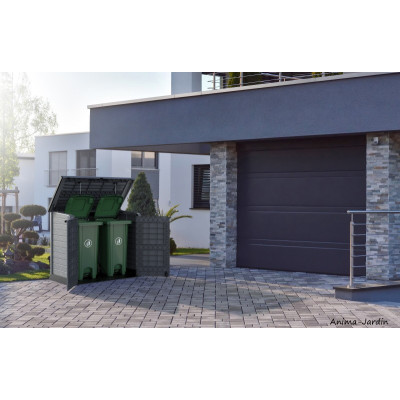 Coffre de rangement en résine, cache-poubelle, 850L, Duramax, jardin, résine, coffre de jardin, BGS, achat, pas cher