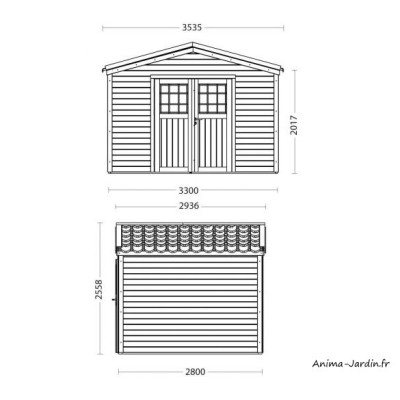 Abri de jardin en bois, Shelty+ 9 m², 28 mm, avec toit en acier galvanisé, rangement, Forest-Style, achat, pas cher