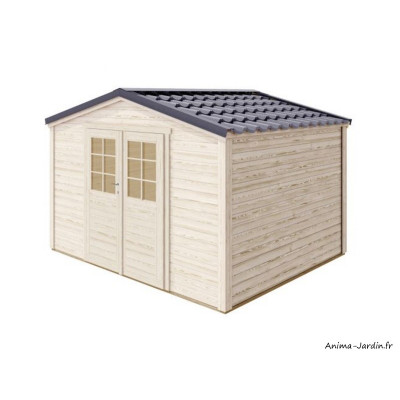 Abri de jardin en bois, Shelty+ 9 m², 28 mm, avec toit en acier galvanisé, rangement, Forest-Style, achat, pas cher