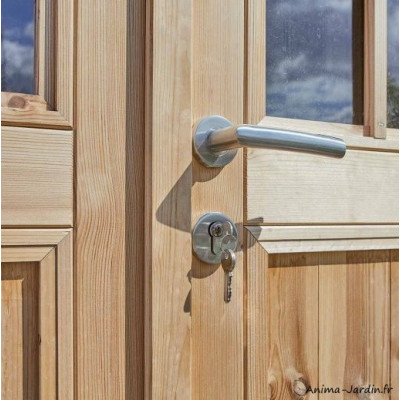 Abri de jardin en bois, Shelty+ 9 m², 28 mm, avec toit en acier galvanisé, rangement, Forest-Style, achat, pas cher