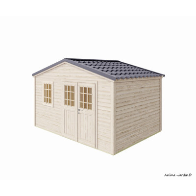 Abri de jardin en bois, Shelty+ 11 m², 28 mm, avec toit en acier galvanisé, rangement, Forest-Style, achat, pas cher