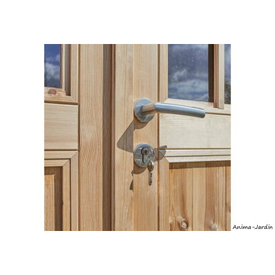 Abri de jardin en bois, Shelty+ 18 m², 28 mm, avec toit en acier galvanisé, rangement, Forest-Style, achat, pas cher