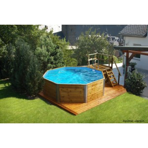 Piscine en bois, Ø397 cm x H.116 cm, bois massif, avec échelle et local technique, qualité, Weka, achat, pas cher