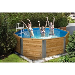 Piscine en bois, Ø325 cm x H.116 cm, bois massif, avec échelle et groupe de filtration, qualité, Weka, achat, pas cher