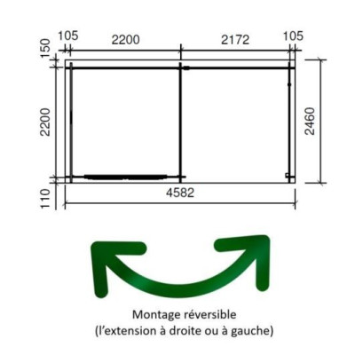 Abri de jardin en bois, 28 mm, Sophy, naturel, avec avancée, épicéa, achat