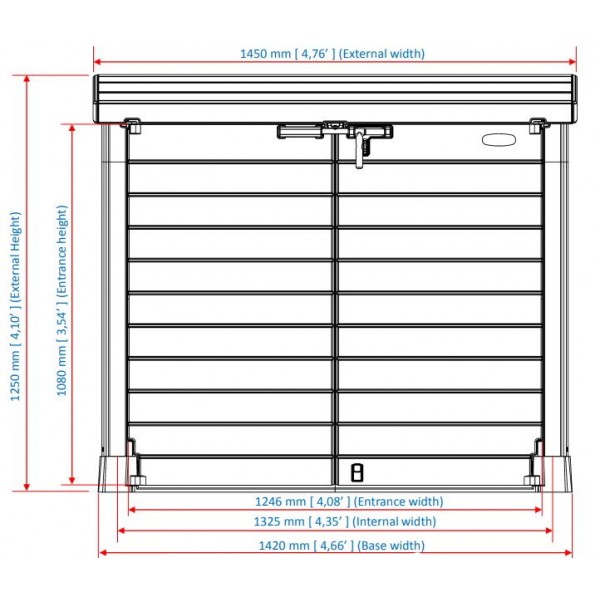 Duramax abri pour poubelles pour 2 avec ouverture par le haut et portes  doubles verrouillables, abri de jardin en métal, cachettes pour poubelles, Abri  pour poubelles, 154x96x131 cm, grain de bois 