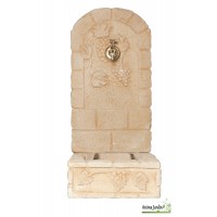 Fontaine murale en pierre reconstituée 92cm, décor Raisins, ton vieilli, achat/vente