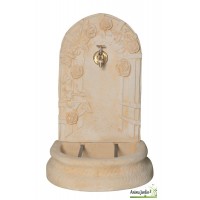 Fontaine murale aux Roses en pierre reconstituée  85 cm de haut, ton vieilli, achat/vente
